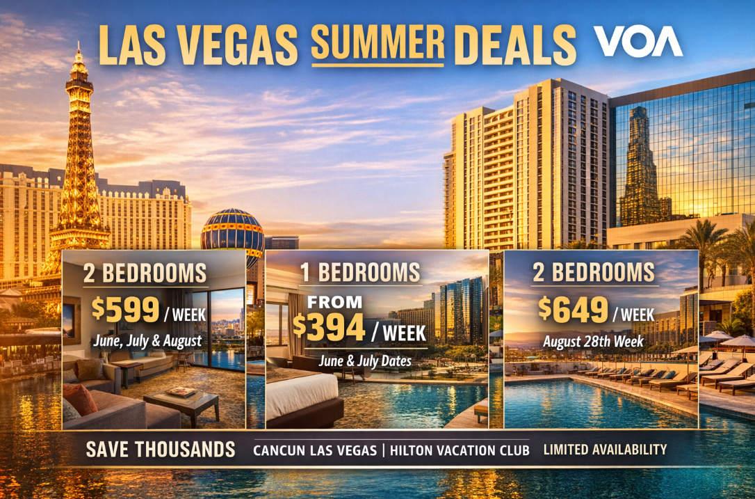 Las Vegas summer vacation deals at Cancun Las Vegas, a Hilton Vacation Club, featuring 7-night stays in 1- and 2-bedroom suites starting from $394 with peak summer availability.